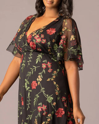 Embroidered Elegance Evening Gown in Briar Rose