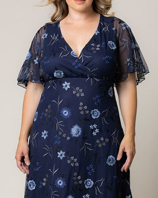 Embroidered Elegance Evening Gown in Twilight Blooms