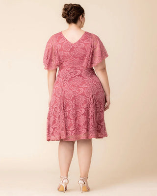 Camille Lace Cocktail Dress in Rose Pink