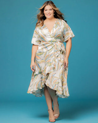 Chloe Wrap Dress - Sale! in Artful Leaves