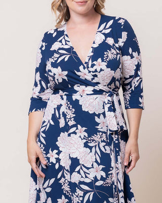 Signature Print Wrap Dress in Navy Lily Peony Print