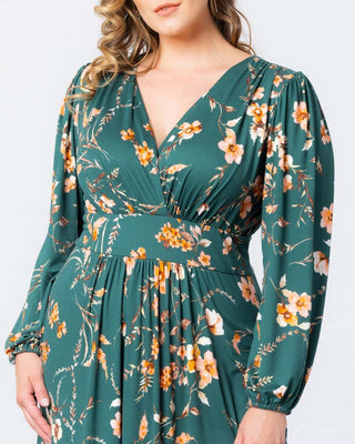 Kelsey Long Sleeve Maxi Dress in Green Garden