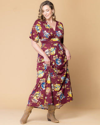 Vienna Maxi Dress  in Bordeaux Blooms