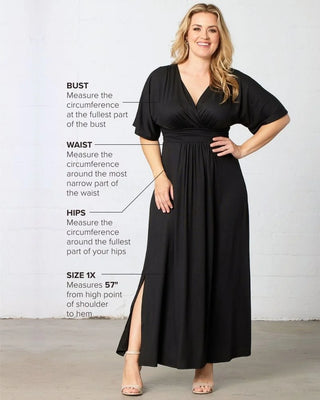 Plus Size Vienna Long Maxi Dress with Sleeves