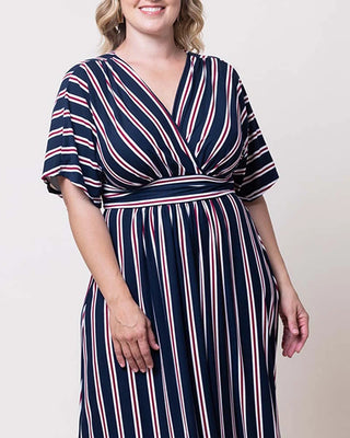 Vienna Maxi Dress in Nautical Navy Stripes