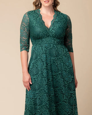 Maria Lace Evening Gown in Emerald Green