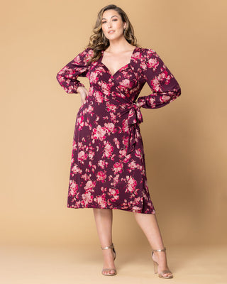 Socialite Sweetheart Wrap Dress  in Shimmering Sangria Blooms