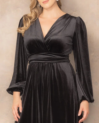 Vivienne Velvet Evening Gown in Onyx