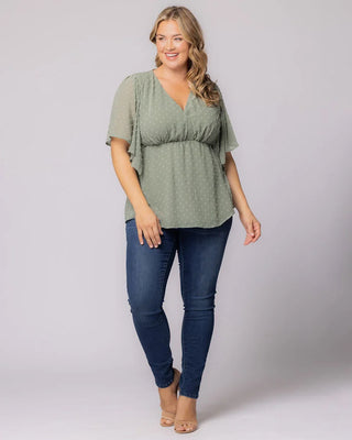 Seaside Serenade Top in Sage Dot