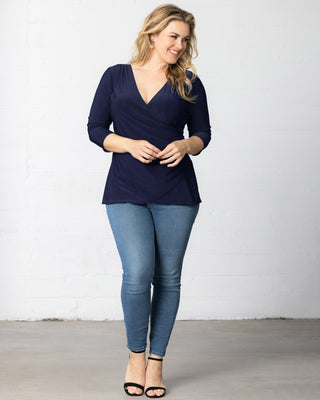 Femme Fatale Faux Wrap Top in Nouveau Navy