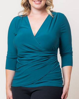 Femme Fatale Faux Wrap Top in Teal Topaz