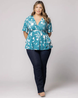 Encore Print Top in Aqua Blooms