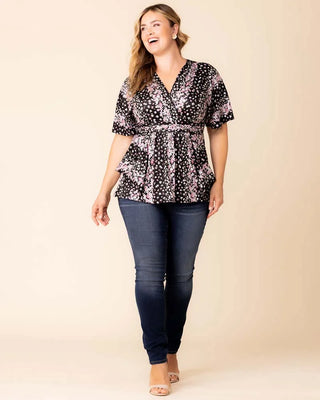 Encore Print Top in Nightshade Floral Falls