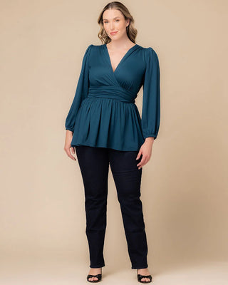 Leah Long Sleeve Tunic Top in Deep Teal