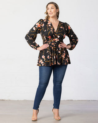 Leah Long Sleeve Tunic Top in Midnight Garden