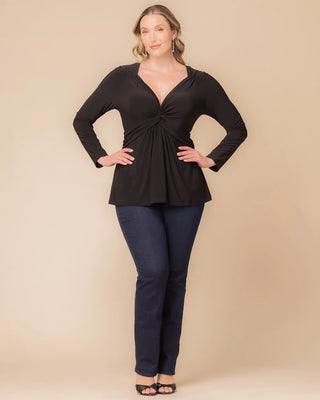 Abigail Long Sleeve Twist Top in Black