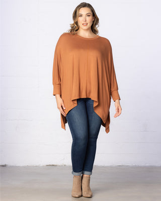 Long Sleeved Hi-Lo Cape Tunic Top 