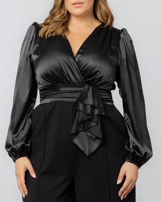 Refined Satin Jumpsuit in Onyx