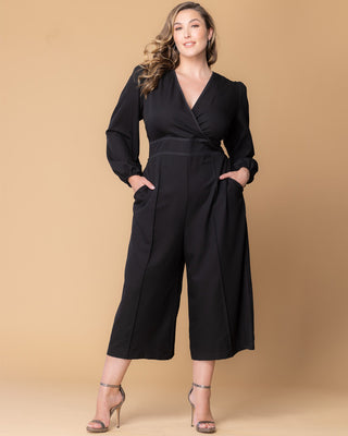 Tessa Cropped Jumpsuit in Black Noir