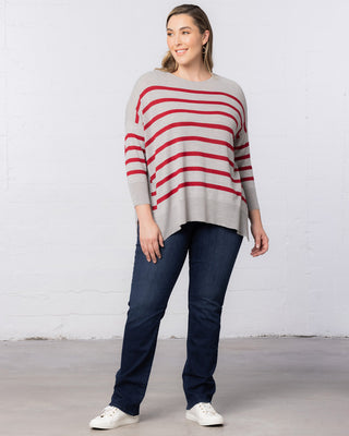 Wear Your Heart on Your Sleeve Sweater in Red Hot Stripes