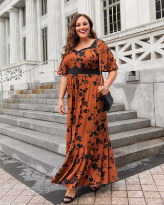 Icon Maxi Dress  in Auburn Floral Impressions