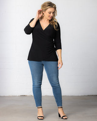 Femme Fatale Faux Wrap Top in Black