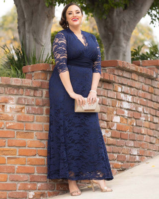 Screen Siren Lace Evening Gown  in Nocturnal Navy
