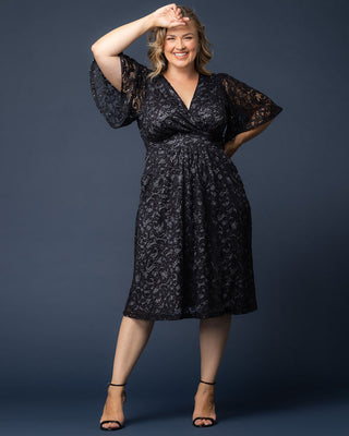 Starry Sequined Lace Cocktail Dress in Storm Grey