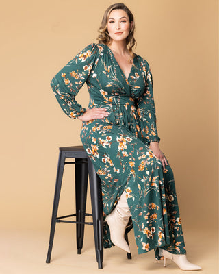 Kelsey Long Sleeve Maxi Dress in Green Garden