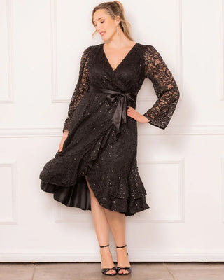 Cosmopolitan Sequin Lace Cocktail Dress in Onyx