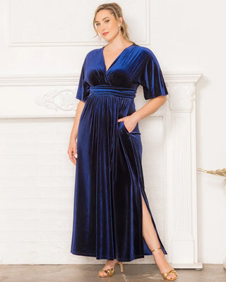 Verona Velvet Evening Gown in Navy