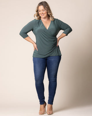 Femme Fatale Faux Wrap Top in Fern Green