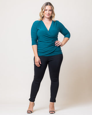 Femme Fatale Faux Wrap Top in Teal Topaz