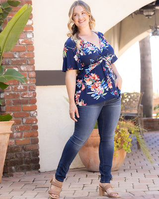 Abby Twist Front Top in Belize Blooms