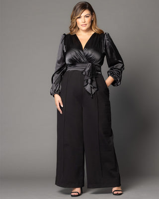 Refined Satin Jumpsuit in Onyx