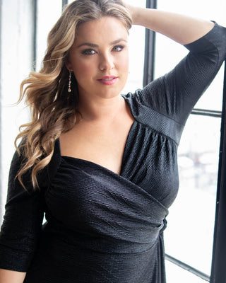 Socialite Sweetheart Dress in Black Shimmer