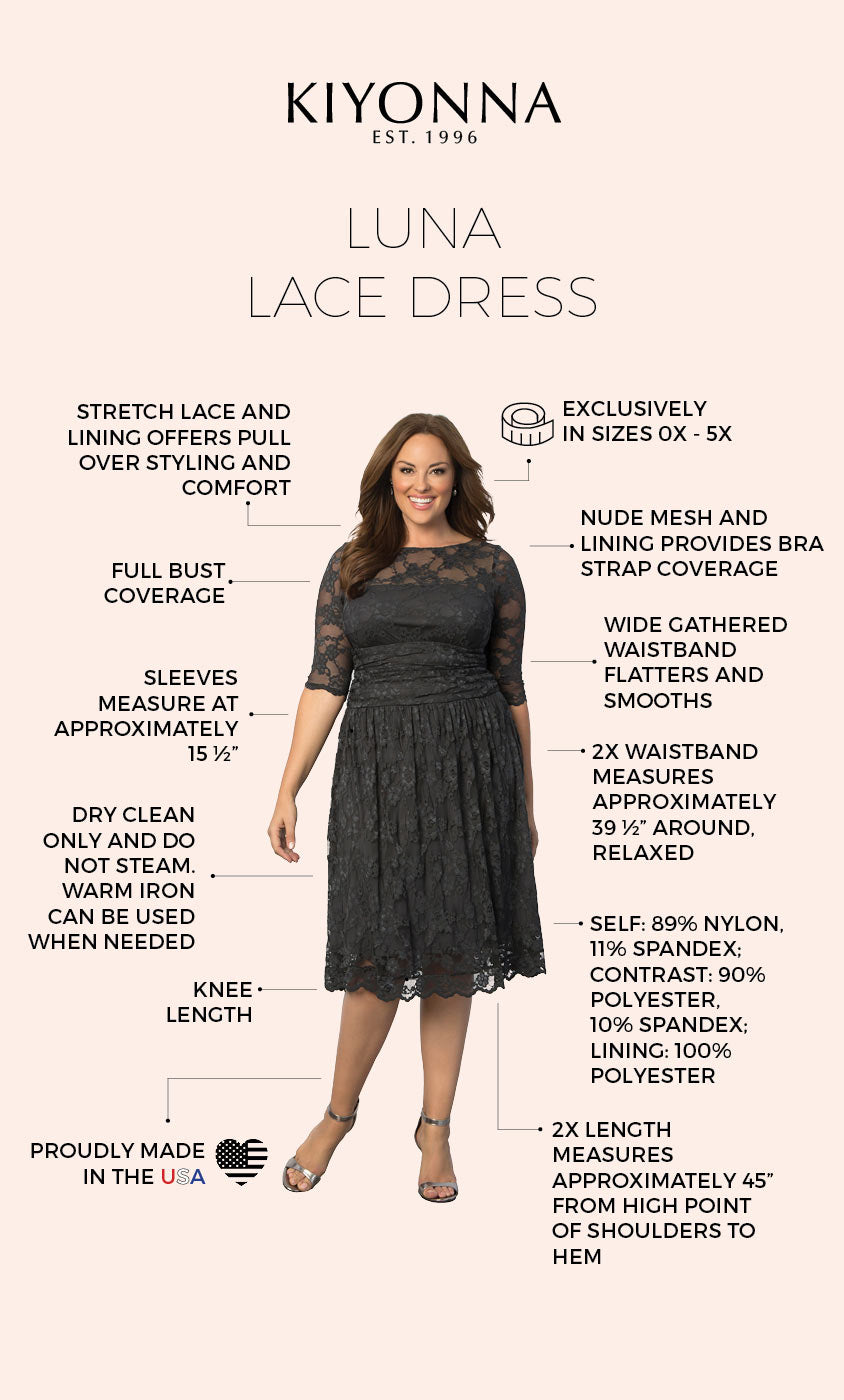 Luna Lace Dress, Plus Size Lace Overlay Dress