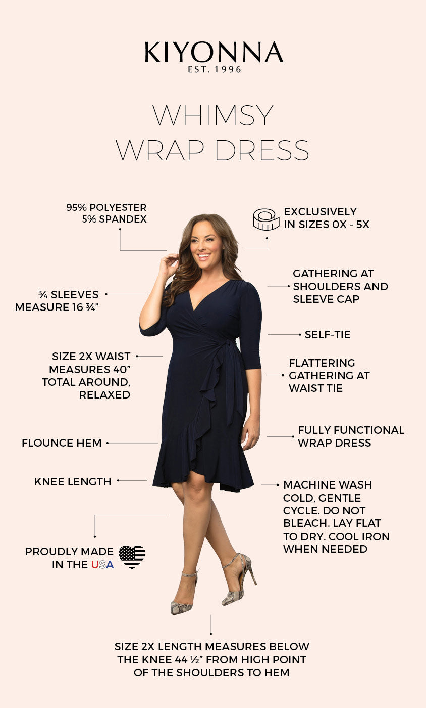 Whimsy Wrap Dress Plus Size Midi Wrap Dress Kiyonna