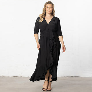 Veronica Ruffled Evening Gown in Onyx