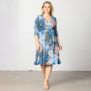 Essential Wrap Dress  in Blue Botanicals