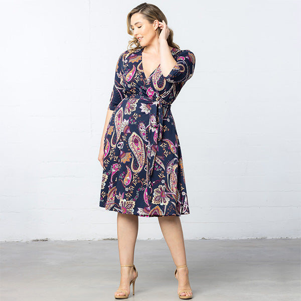 Women's Plus Size Signature Print Wrap Dress by Kiyonna