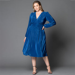 Sophie Long Sleeve Pleated Cocktail Dress