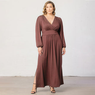 Kelsey Long Sleeve Maxi Dress in Hazelnut