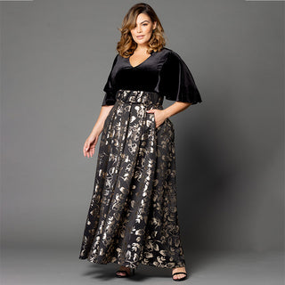 Radiant Opulence Evening Gown in Gilded Noir