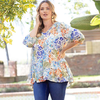 Oasis Flowy Swing Tunic Top in Santorini