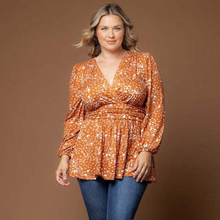 Leah Long Sleeve Tunic Top in Amber Vining Florals