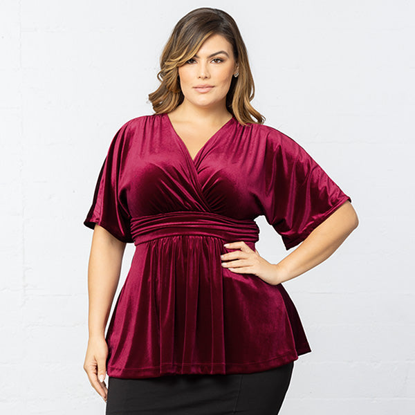 YOURS Plus Size Burgundy Red Keyhole Peplum Top