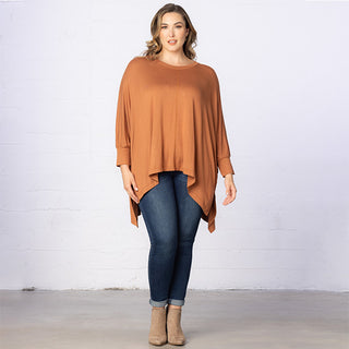 Long Sleeved Hi-Lo Cape Tunic Top 