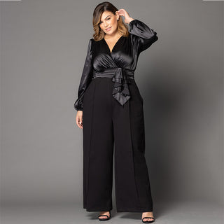 Refined Satin Jumpsuit in Onyx