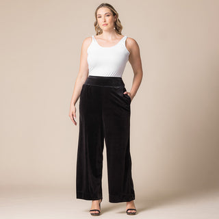 Velvet Luxe Wide Leg Pants in Onyx